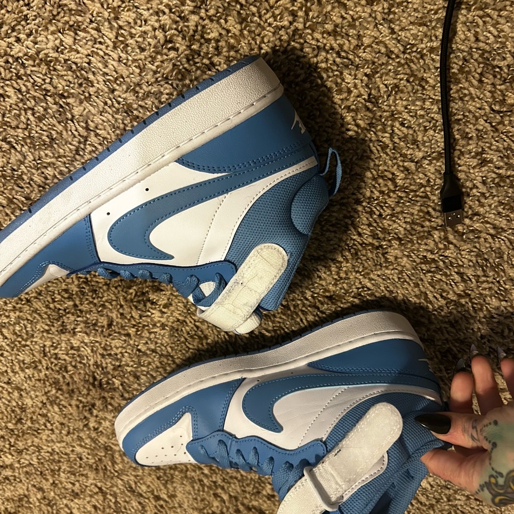 Blue and White Nike High-Top Sneakers